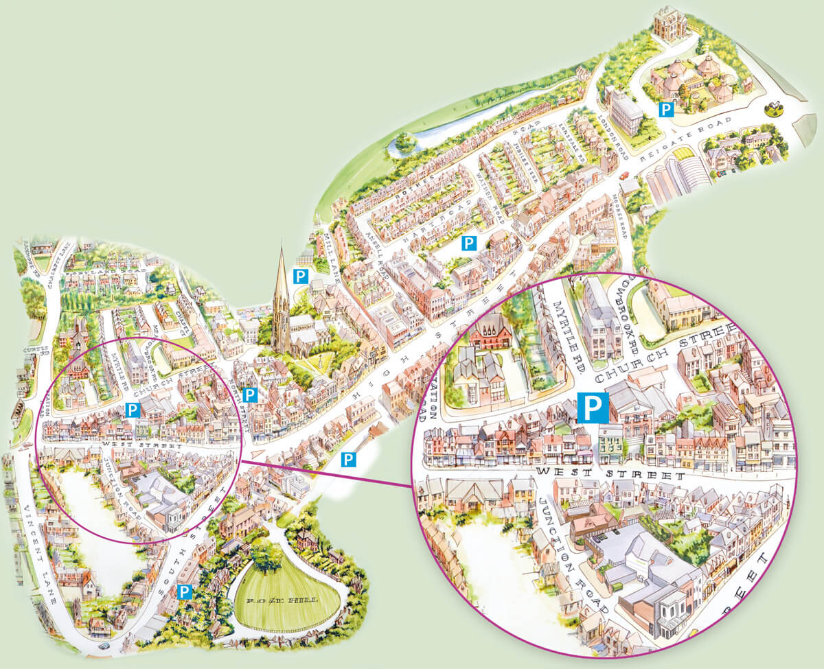 West Street Map showing parking