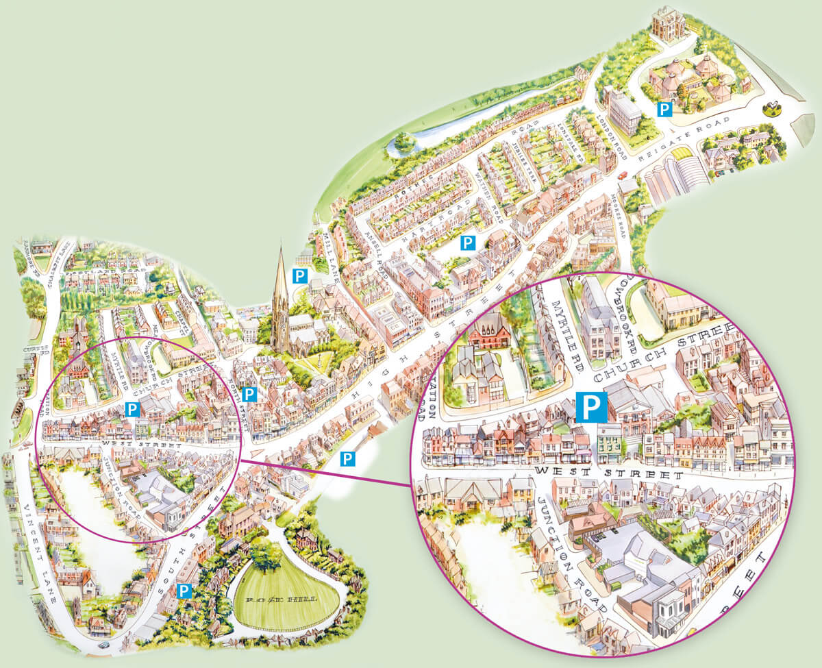 West Street Map showing parking